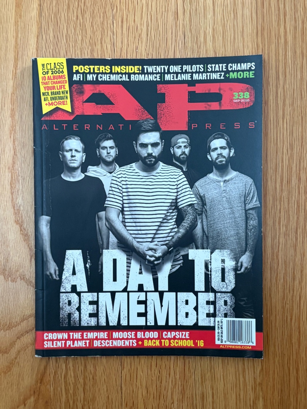 Alternative Press magazine issue 338 Sep 2016 A Day To Remember band cover